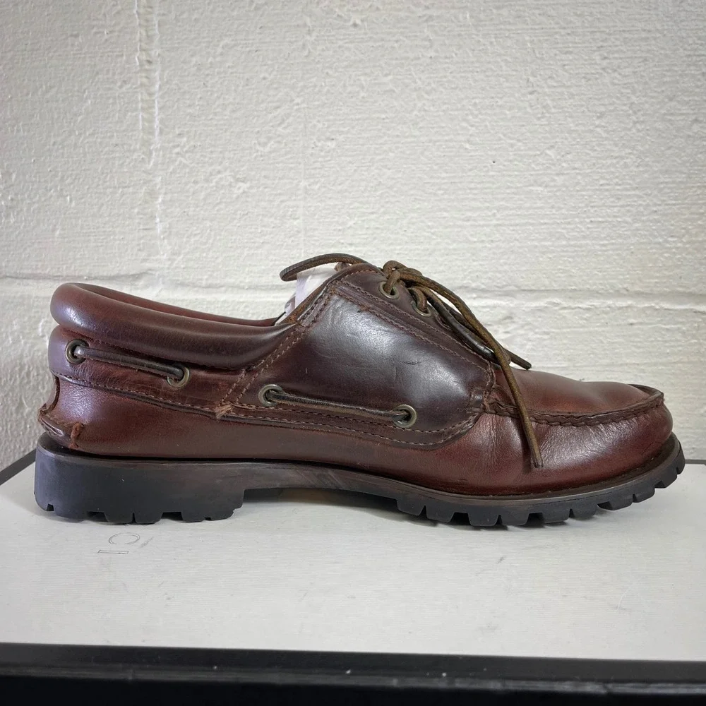 Timberland 3-Eye Classic Lug Boat Shoes Burgundy Leather Men's Size 8 D